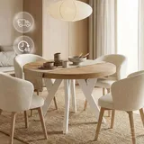 dekori.interiors Runder Ausziehbarer Tisch 90 x 77 x 90 cm Eiche Craft Golden/Weiß