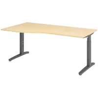 Bümö Schreibtisch höhenverstellbar 180x100 cm in Ahorn, Graphit, -