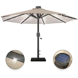 GGM Möbel Sonnenschirm | Rund | Ø 300 cm | LED | Taupe | Terrassenschirm, Marktschirm, Gartenschirm