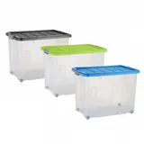 Testrut axentia Aufbewahrungsbox Unibox 235875, 80Liter, mit Deckel, und Rollen Kunststoff, 60 x 40 x 45cm