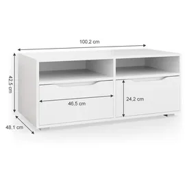 Vicco Lowboard Ruben Weiß, 100cm TV-Board Fernsehschrank TV-Schrank Regal Tisch