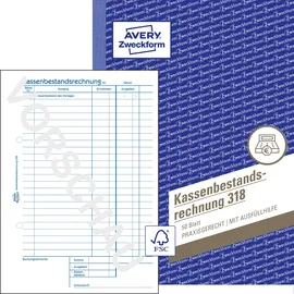 Avery Zweckform Formularbuch Kassenbestandsrechnung A5 weiß