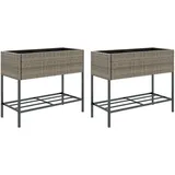 vidaXL Hochbeete mit Ablage 90 x 40 x 75 cm Grau