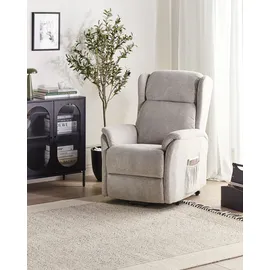 Beliani Fernsehsessel ELEGY Polyester 72 x 86 x 80 cm Hellgrau elektrisch mit Fußstütze