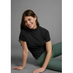 Rollkragenshirt FLASHLIGHTS, Damen, Gr. 44/46 (L), schwarz, Jersey, Obermaterial: 100% Baumwolle, unifarben, Basic, figurbetont hüftlang, hoch geschlossener Ausschnitt, Shirts, figurbetont, Basic-Stil, Rollkragen, aus 100% Baumwolle, elastisch