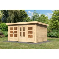 Gartenhaus KARIBU "Prenzlau", beige (naturbelassen), ohne Fußboden, ohne Dacheindeckung, Holz, Gartenhäuser