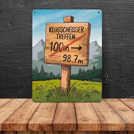 speecheese Klugscheisser Treffen Metallschild XXL in 28x38 cm für Besserwisser