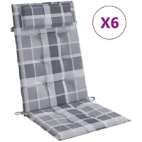 VidaXL Hochlehner-Auflagen 6 Stk. Grau Karomuster Oxford-Gewebe