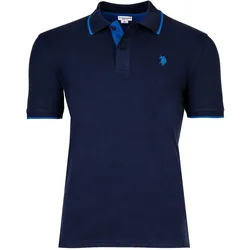 U.S. POLO ASSN. Herren Poloshirt mit Kontrast-Details - Piquet, Logo, Cotton Stretch Marine S