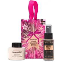 Revolution Beauty Revolution Mini Matte Hero's Makeup Setting Duo, transparentes loses Puder & mattierendes Fixierspray in Mini-Größe, ideal für unterwegs, vegan und tierversuchsfrei