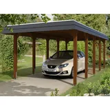 SKANHOLZ Walmdach Carport Spreewald 3,45 x 7,41 m nussbaum inkl. EPDM-Dach