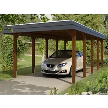 SKANHOLZ Walmdach Carport Spreewald 3,45 x 7,41 m nussbaum inkl. EPDM-Dach