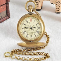 GagalU Antike Kupfer-London-Taschen- und Taschenuhren, mechanische Uhr, Handaufzug, Skelett-Herren-Taschenuhr