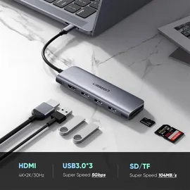 UGREEN USB C Hub 4K at 60Hz USB-C Adapter - Grau