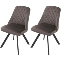 Mendler 2er-Set Esszimmerstuhl HWC-K25, Küchenstuhl Lehnstuhl Polsterstuhl, Metall Samt