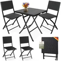 CASARIA Polyrattan Balkonset 3-tlg. Schwarz
