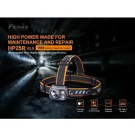 Fenix HP25R V2.0 LED Stirnlampe 1600 Lumen - Schwarz/Orange
