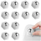 BlingBin Möbelrolle 12 Stück Kugelrollen Möbelrollen Klein Selbstklebende 360° Kugelrollen, (1er Set, 12-St., Riemenscheiben x12, Schrauben x36, Klebeband x12), Lenkrollen Schwerlast Möbelrollen für Transport von Möbeln, Waren weiß