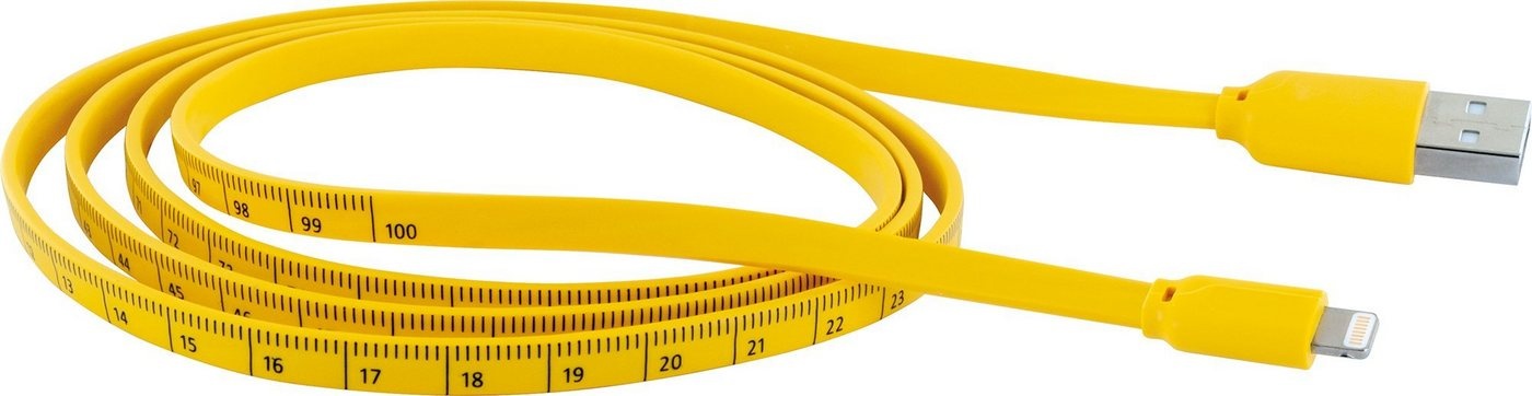 Schwaiger WKL10 511 Smartphone-Kabel, USB 2.0 A Stecker, Apple® Lightning Stecker, (120 cm), mit Maßband-Aufdruck gelb