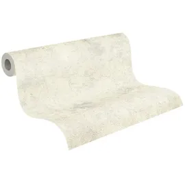 A.S. Création Vliestapete Uni Metallic Creme Weiß