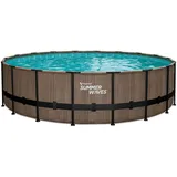 Summer Waves Elite Frame Pool 549 x 132 cm Teak-Optik braun