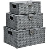 Homcom Aufbewahrungskorb aus Kunststoff, 3er-Set 18L, 12L, 7L Grau 35,5L x 28,5B x 18H cm