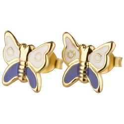 schmuck23 Paar Ohrstecker Kinder Ohrringe Schmetterling 925 Silber, Kinderschmuck Mädchen Geschenk echte Silberohrringe bunt|goldfarben