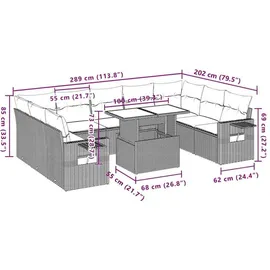 vidaXL Gartensofa-Set 10-tlg. schwarz