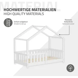 ML-Design Hausbett 70 x 140 cm Kiefer massiv weiß