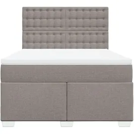 vidaXL Boxspringbett mit Matratze Taupe 140x200 cm Stoff