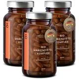 3er Set - Bio Mariendistel Artischocken Komplex hochdosiert - 360 Kapseln für 180 Tage - Mariendistel Kapseln mit Artischocken Extrakt - Reich an Silymarin & Bitterstoffen - Vegan