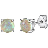VIVANCE Paar Ohrstecker 925/- Sterling Silber rhodiniert Opal weiß«, 0 6Cm Glänzend