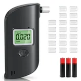 GPUTEK Alkoholtester, Alkomat Promillemessgerät mit Digitaler LCD-Anzeige, Tragbar Alkohol Tester mit 20 Mundstücken und 3 Batterien für Privaten, Geschenk für Autoliebhaber Männer Freunde