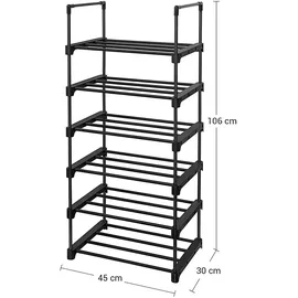 Songmics Schuhregal 30 x 106 x 45 cm offen / schwarz