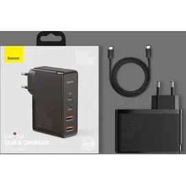 Baseus GaN2 Pro Quick Charger (100 W), USB + 2x USB-C 100W EU Schwarz