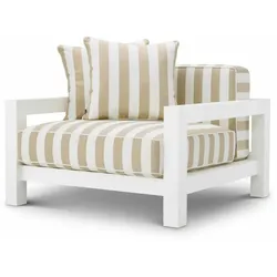 Casa Padrino Luxus Outdoor Garten Sessel Matt Weiß / Beige 101 cm - Luxus Garten Möbel