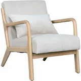 byLIVING Sessel NOHR Grob-Cord 65,5 x 78 x 84 cm Weiß mit Zierkissen