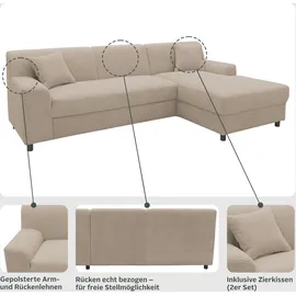 DOMO collection »Turah 2, Cord oder Luxus-Microfaser, mit Federkern, mit Bettfunktion« B/T/H: 241/146/79 cm, incl. Zierkissen, wahlweise mit Bettfunktion,