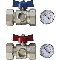 Buderus Kugelhahnset Standard mit Thermometer Heizkreisverteiler
