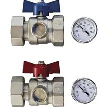 Buderus Kugelhahnset Standard mit Thermometer Heizkreisverteiler