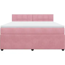 vidaXL Boxspringbett mit Matratze Rosa 180x200 cm Samt