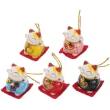 MAGICLULU 15 Stück Teiliges Set Keramik Glückskatze Figuren Feng Shui Winkekatze Auto und Wohnkultur Kleine Maneki Neko Deko für Katzenmama und