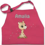 Kinderschürze Schürze Kinder Jungen Mädchen - Süße Giraffe Giraffen Giraffenbulle Giraffenmotiv - 7-14 Jahre - Pink - personalisierte name und kochschürze einer schürzen with backschürze - 7-13 Jahre