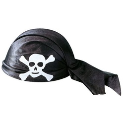 Metamorph Kostüm Piraten Kopftuch gebunden, Schwarzes Piratentuch zum direkt Aufsetzen schwarz