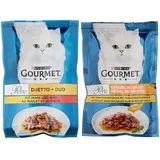 PURINA GOURMET Perle Duetto Katzenfutter nass, mit Huhn und Rind, 26er Pack (26 x 85g) & Perle Genuss in Sauce Katzenfutter nass, mit Huhn, 26er Pack (26 x 85g)