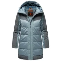 Navahoo Damen Winterjacke lange Steppjcke warm mit Kapuze Samtkätzchen Powder Blue Gr. M - M