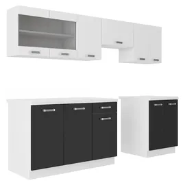 Küchen-Preisbombe Küchenzeile Omega 240 cm Schwarz + Weiss