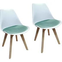Hti-Living HTI-Living, Stühle, Esszimmerstuhl Samt 2er Set Atlanta Weiss/Türkis