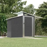 Hovothy Gerätehaus 270x130x208,5 cm Gartenschrank Wetterfest Geräteschuppen Stahl Gartenhaus Metall Fahrradunterstand Kaminholzregal Blechhütte Anthrazit