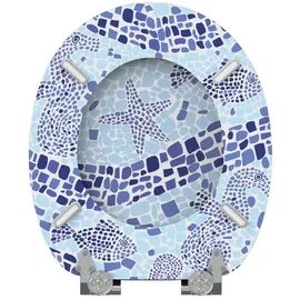 Sanilo WC Sitz mit Absenkautomatik Mosaic World, Hochwertiger und Stabiler Toilettendeckel aus Holz